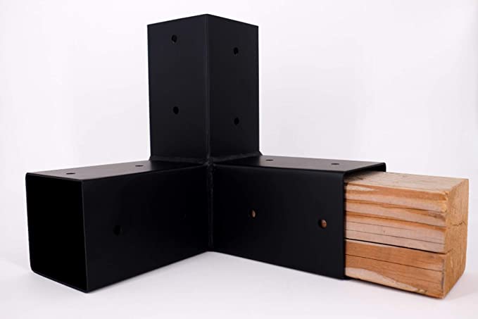 DIY Pergola Kit Stahl Pergola Postunterstützung Metall 3-Wege Eckhalterungen für 4x4 Holz